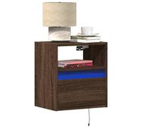 vidaXL Comodino a Parete con luci LED Rovere Marrone, Comodino sospeso, Comodino, mobili per Camera da Letto, Comodino a Parete, Porta Telefono