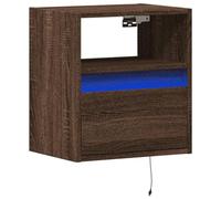vidaXL Comodino a Parete con luci LED Rovere Marrone, Comodino sospeso, Comodino, mobili per Camera da Letto, Comodino a Parete, Porta Telefono