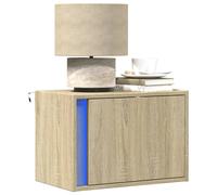 vidaXL Comodino a Parete con luci LED Rovere Sonoma
