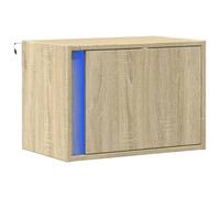 vidaXL Comodino a Parete con luci LED Rovere Sonoma, Comodino sospeso, Comodino, mobili per Camera da Letto, Comodino a Parete, Porta Telefono