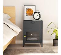vidaXL Comodino Antracite 40x30x54,5 cm in Acciaio e Vetro