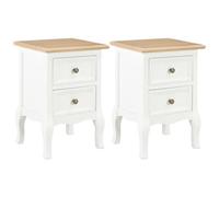 vidaXL 2X Legno Pino/Pioppo Comodini MDF Bianco Tavolino Mobile Arredo Camera