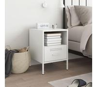 vidaXL Comodino Bianco 36x39x50,5cm in Acciaio Laminato a Freddo, mobiletto, Mobile Camera da Letto, Comodino in Metallo, tavolino da Letto