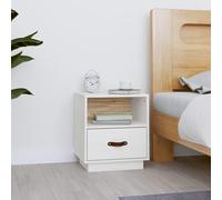 vidaXL Comodino Bianco 40x34x45 cm in Legno Massello di Pino
