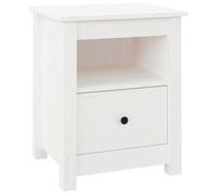 vidaXL Comodino Bianco 40x35x49 cm in Legno Massello di Pino