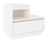 vidaXL Comodino Bianco 60x34x51 cm in Legno Massello di Pino
