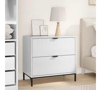 vidaXL Comodino Contemporaneo con ripostiglio in legno bianco lucido. Dimensioni: 63.5 x 36 x 61 cm. Include livellatori per i piedi, ampio spazio con 2 cassetti e maniglie a strappo. La finitura è o