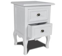 vidaXL - Comodino Stile Provenzale In Legno Con 2 Cassetti Bianco