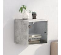 vidaXL Comodino con Anta in Vetro Grigio Cemento 35x37x35 cm