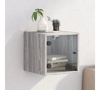 vidaXL Comodino con Anta in Vetro Grigio Sonoma 35x37x35 cm