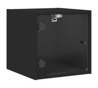 vidaXL Comodino con Anta in Vetro Nero 35x37x35 cm