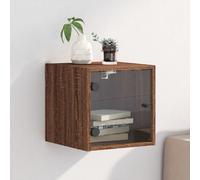 vidaXL Comodino con Anta in Vetro Rovere Marrone 35x37x35 cm