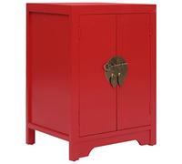 vidaXL Comodino con Ante Stile Orientale Robusto Elegante Armadietto Basso Portaoggetti Tavolino Notte in MDF Rosso Legno di Paulownia
