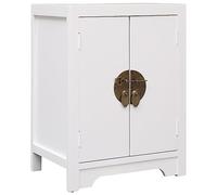 vidaXL Comodino con Ante Stile Orientale Robusto Elegante Armadietto Basso Portaoggetti Tavolino Notte in MDF Bianco Legno di Paulownia