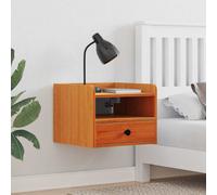 vidaXL Tavolino da Notte in Legno massello di Pino Marrone Cerato, 38 x 36 x 29,5 cm. Design salvaspazio da Montare a Muro, con cassettino e mensola. Stile Tradizionale, per Uso Interno. Assemblaggi