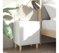 vidaXL Comodino con Gambe in Legno Massello Bianco 40x30x50 cm