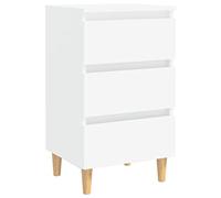 vidaXL Comodino con Gambe in Legno Massello Bianco 40x35x69 cm