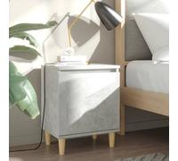 vidaXL Comodino con Gambe in Legno Massello Grigio Cemento 40x30x50 cm