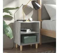 vidaXL Comodino con Gambe in Legno Massello Grigio Cemento 40x30x50 cm