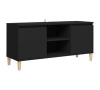 vidaXL Comodino con Gambe in Legno Massello Nero 103,5x30x50 cm