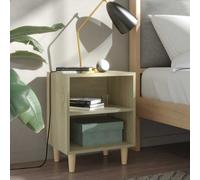 vidaXL Comodino con Gambe in Legno Massello Rovere Sonoma 40x30x50cm