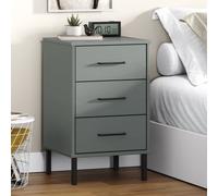 vidaXL Comodino con Gambe in Metallo Grigio Legno Massello Pino OSLO