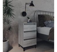vidaXL Comodino con Gambe in Metallo Grigio Sonoma 40x35x69 cm