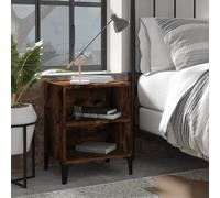 vidaXL Comodino con Gambe in Metallo Rovere Fumo 40x30x50 cm