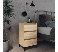 vidaXL Comodino con Gambe in Metallo Rovere Sonoma 40x35x69 cm