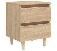 vidaXL Comodino con Gambe in Pino Massello Rovere Sonoma 40x35x50 cm