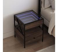 vidaXL Comodino con LED Infinity Rovere Marrone 40x40x51 cm