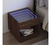 vidaXL Comodino con LED Infinity Rovere Marrone 50x50x50 cm