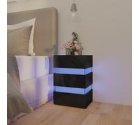 vidaXL Comodino con LED Nero Lucido 45x35x67 cm in Legno Multistrato