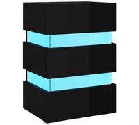 VIDAXL - Comodino con LED Nero Lucido 45x35x67 cm in Legno Multistrato