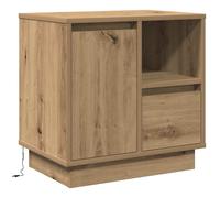 vidaXL Comodino con LED Quercia Artigianale 50x34,5x50 cm