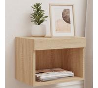 vidaXL Comodino con Luci LED a Parete Rovere Sonoma