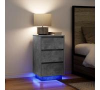 vidaXL - Comodino con Luci LED Grigio Cemento 38x34x65 cm
