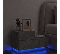 vidaXL Comodino con Luci LED Grigio Cemento 70x36x40,5 cm