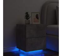 vidaXL Comodino con Luci LED Grigio Cemento in Legno Multistrato, Comodino con LED, mobiletto, Supporto da Notte, Comodino con luci LED, armadietto