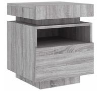 vidaXL Comodino con Luci LED Grigio Sonoma 40x39x48,5 cm, Comodino con Luce LED, Mobile per Camera da Letto, Porta Telefono, Comodino con LED