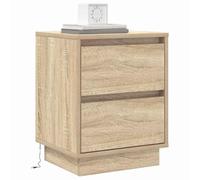 vidaXL Comodino con luci LED in Rovere Sonoma, tavolino Moderno con cassetti Soft Close. Perfetto per riporre in Camera, Compatto 39x34.5x50 cm, Ideale per spazi Piccoli.