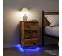 vidaXL Comodino con Luci LED Legno Antico 38x34x65 cm