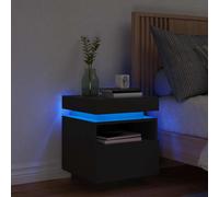 vidaXL Comodino con Luci LED Nero 40x39x48,5 cm