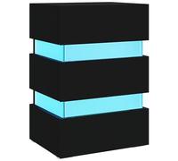 VIDAXL - Comodino con Luci LED Nero 45x35x67 cm in Legno Multistrato