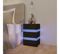 vidaXL Comodino con Luci LED Nero 45x35x67 cm in Legno Multistrato