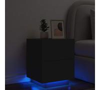 vidaXL Comodino con Luci LED Nero in Legno Multistrato