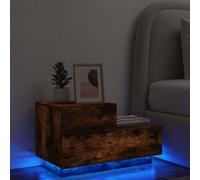 vidaXL Comodino con Luci LED Rovere Fumo 70x36x40,5 cm