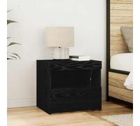 vidaXL Comodino con luci LED Rovere Nero 50x40x45 cm