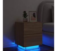 vidaXL Comodino con Luci LED Rovere Sonoma in Legno Multistrato