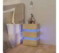vidaXL Comodino con Luci LED Sonoma 45x35x67 cm in Legno Multistrato
